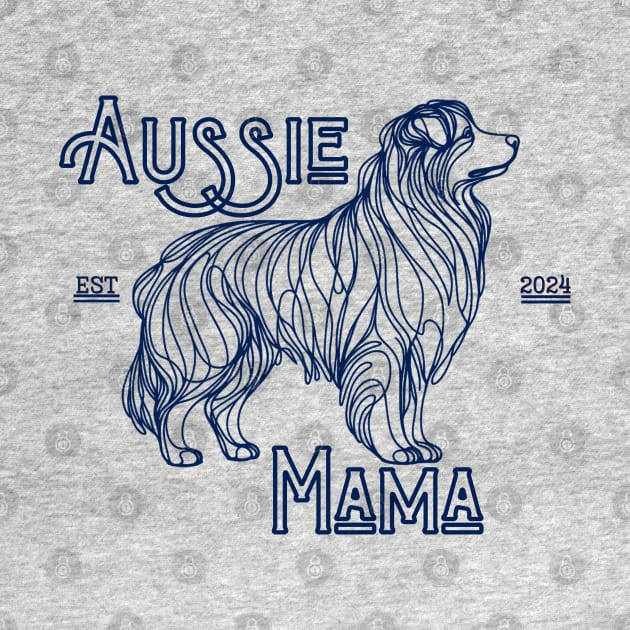 Aussie Shepherd Mama in Blue Line Art by RCRICK64